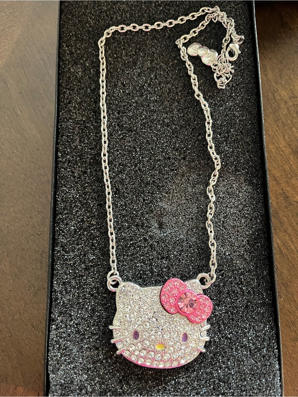 Sanrio Hello Kitty Silver and Pink Crystal Pendant Necklace